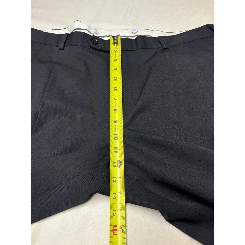 Brooks Brothers 1818 Madison Mens 40x28 Navy Black 100% Wool Pleated Dress Pants